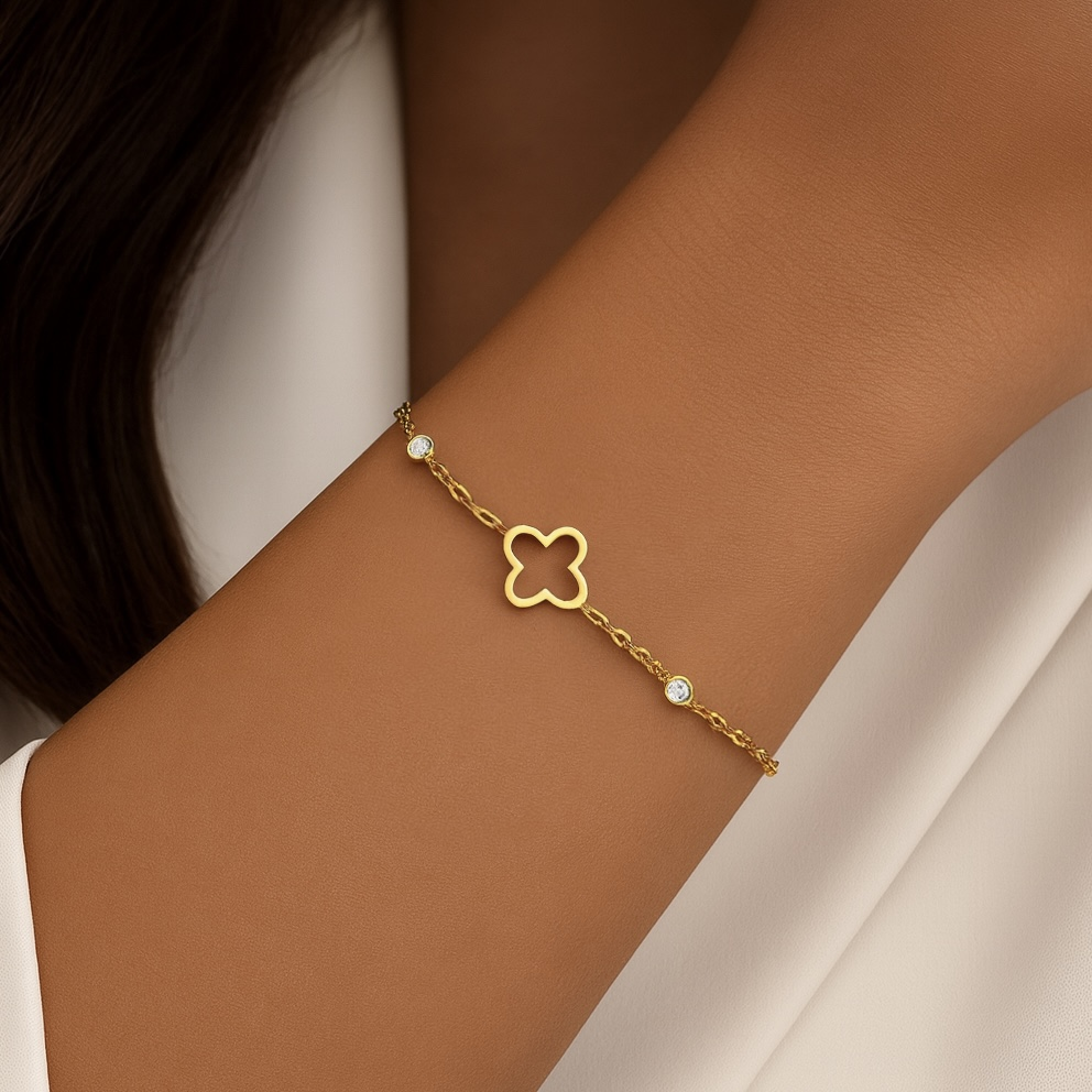 Bracelet trefle en acier inoxydable