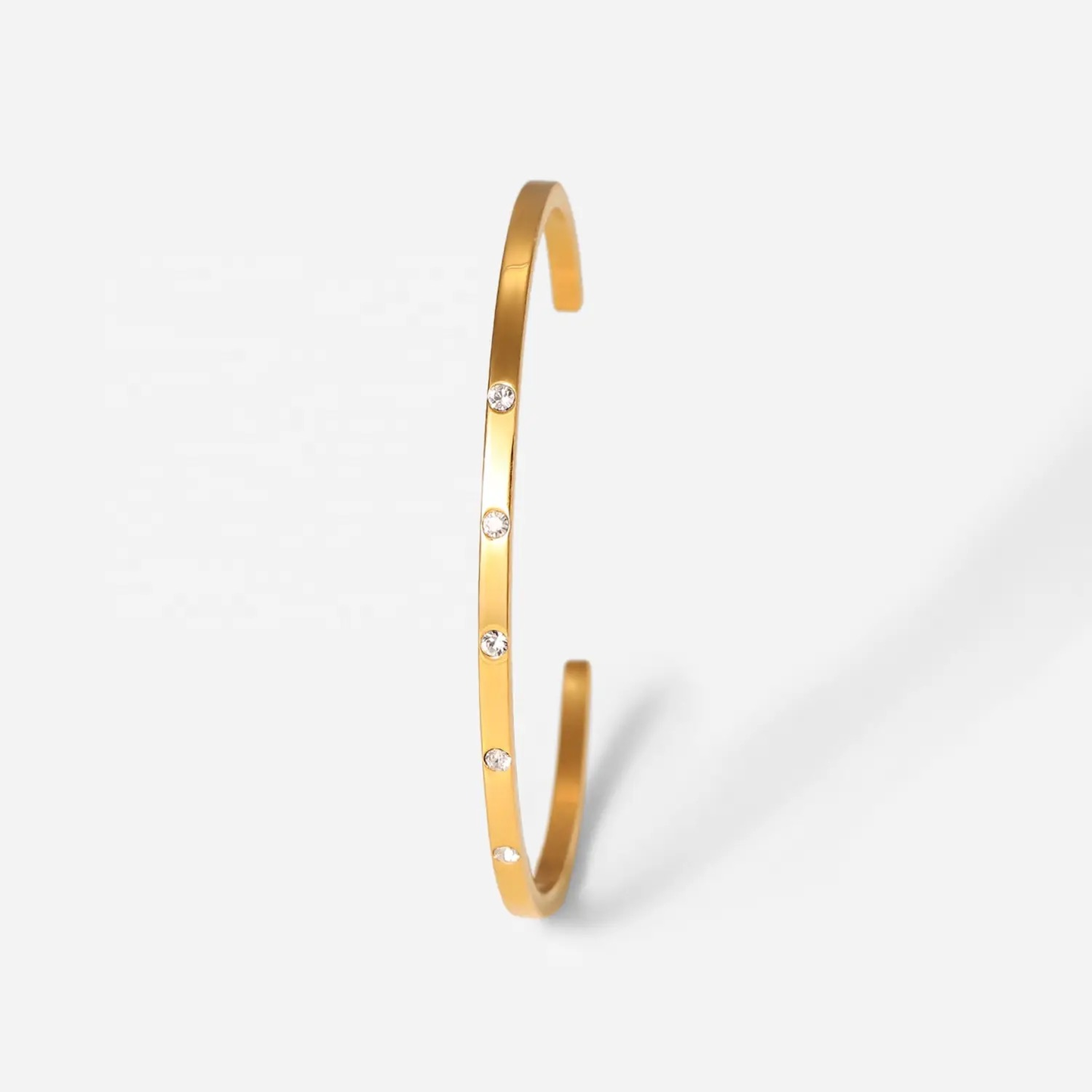 Bracelet jonc ajustable doré en acier inoxydable pas cher