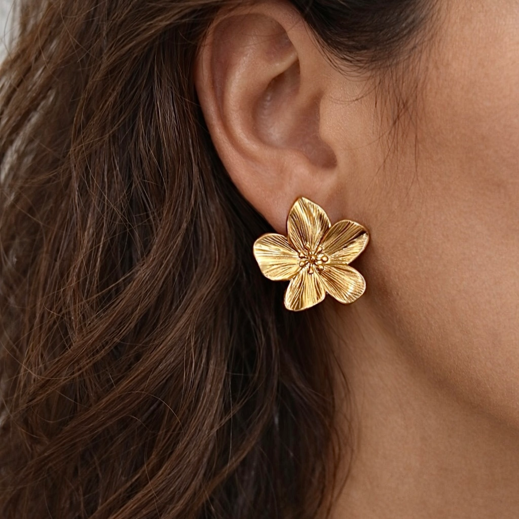 Fleur | Boucles d’oreilles en acier inoxydable