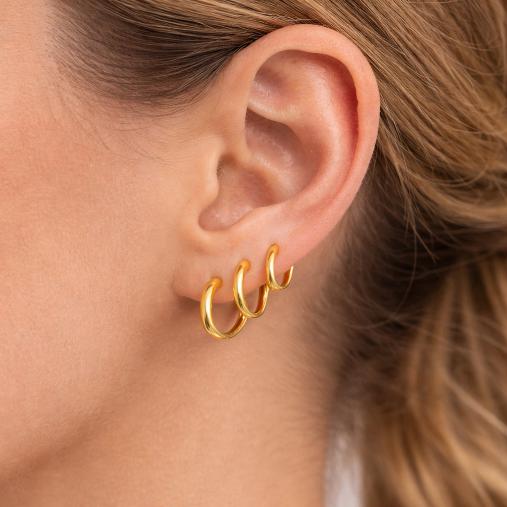 Anneaux acier inoxydable boucles d’oreilles fleur en résine 