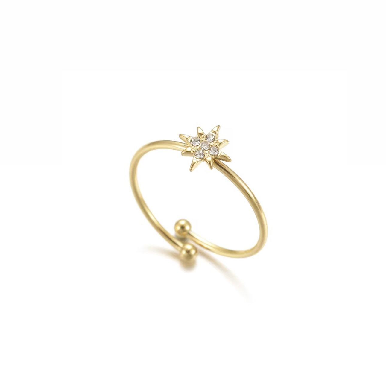 Bague étoile en acier inoxydable ajustable 