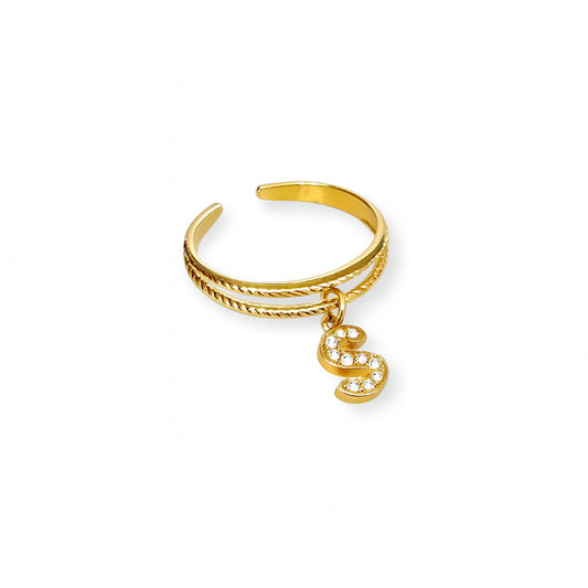 Bague personnalisée initiale lettre en acier inoxydable 