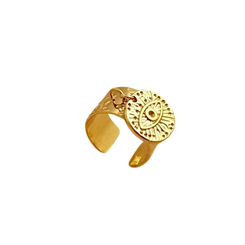 Bague œil breloque en acier inoxydable ajustable 