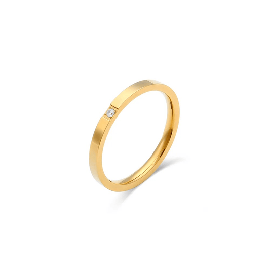 Ayana | Bague en acier inoxydable et zircon