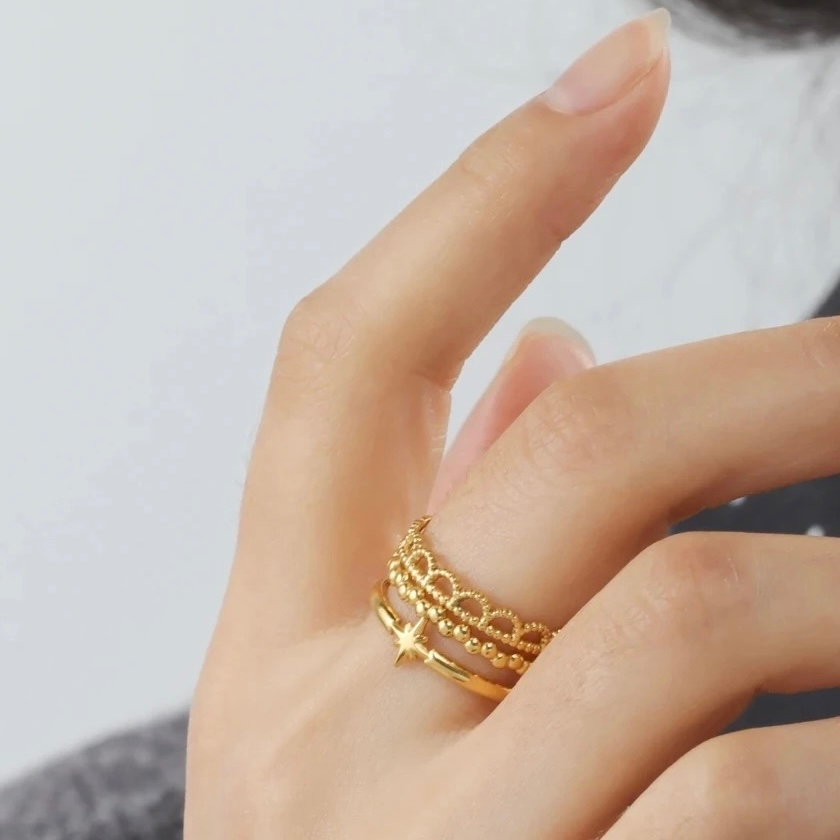 Alice I Bague en acier inoxydable ajustable dorée – By Joelle