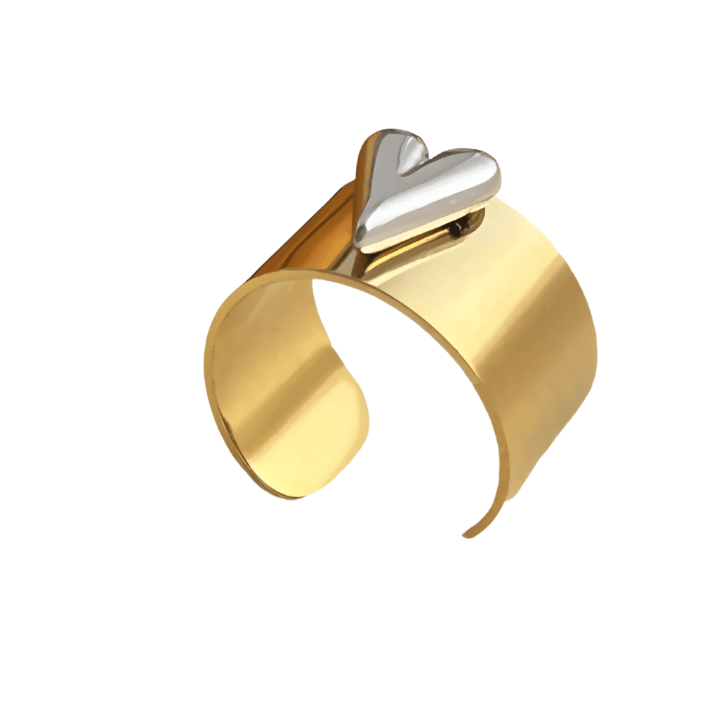 Bague en acier inoxydable ajustable dorée et argentée pas cher cadeau pour femme 