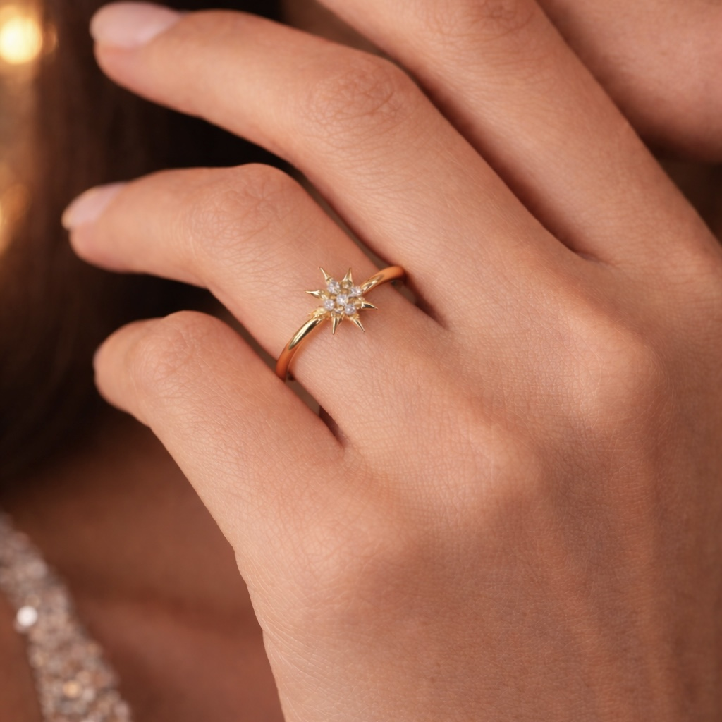 Bague étoile en acier inoxydable ajustable 