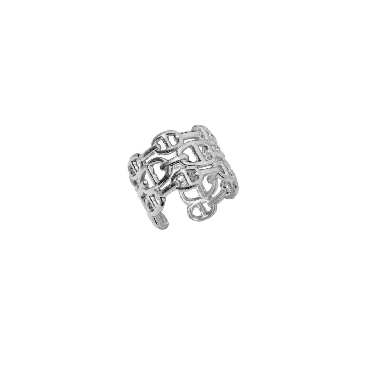 Bague maille marine argentée