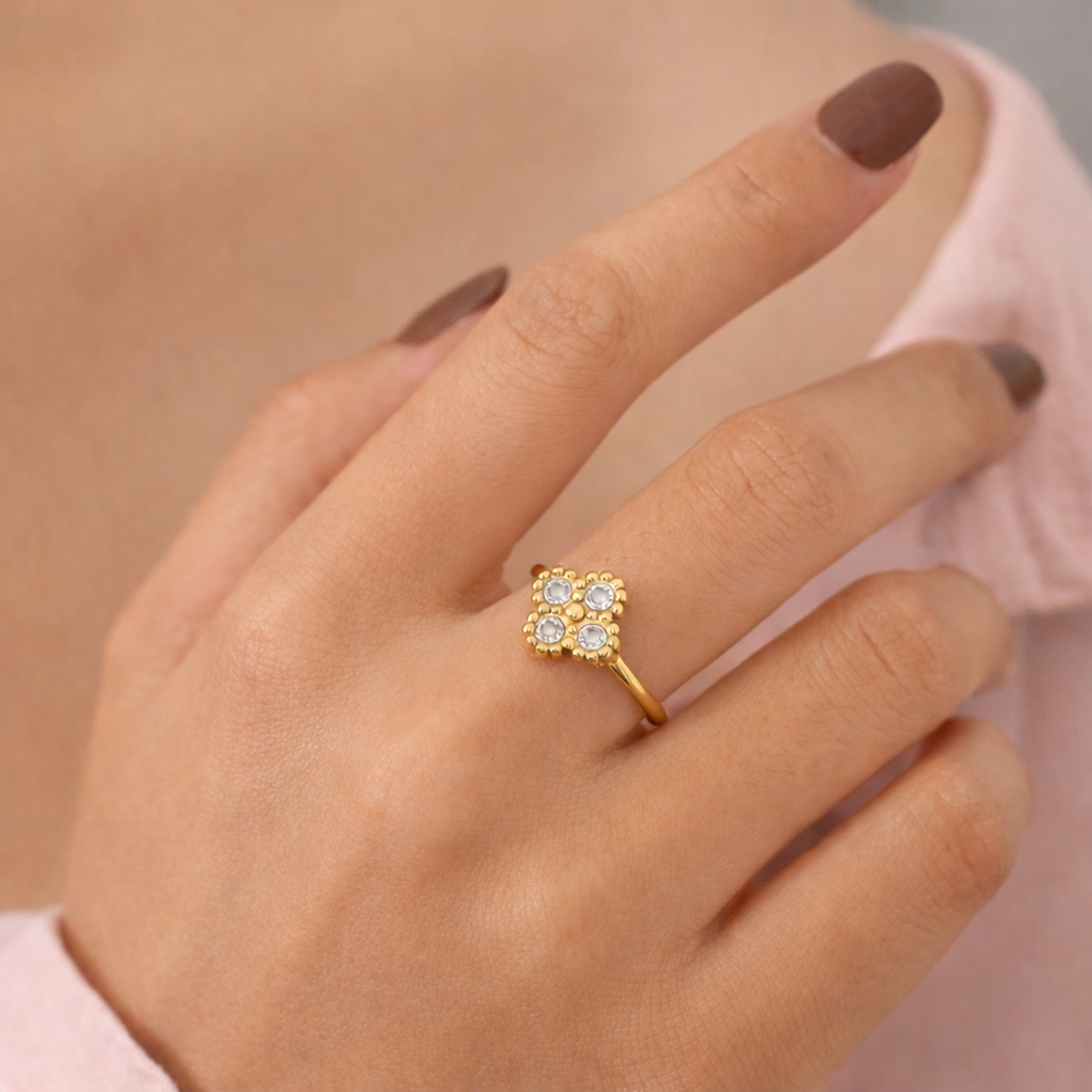 Bague trèfle en acier inoxydable ajustable et réglable 