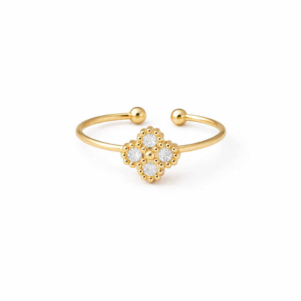 Bague trèfle en acier inoxydable ajustable et réglable