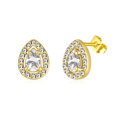 Boucle d’oreilles zircon et acier inoxydable poire blanc