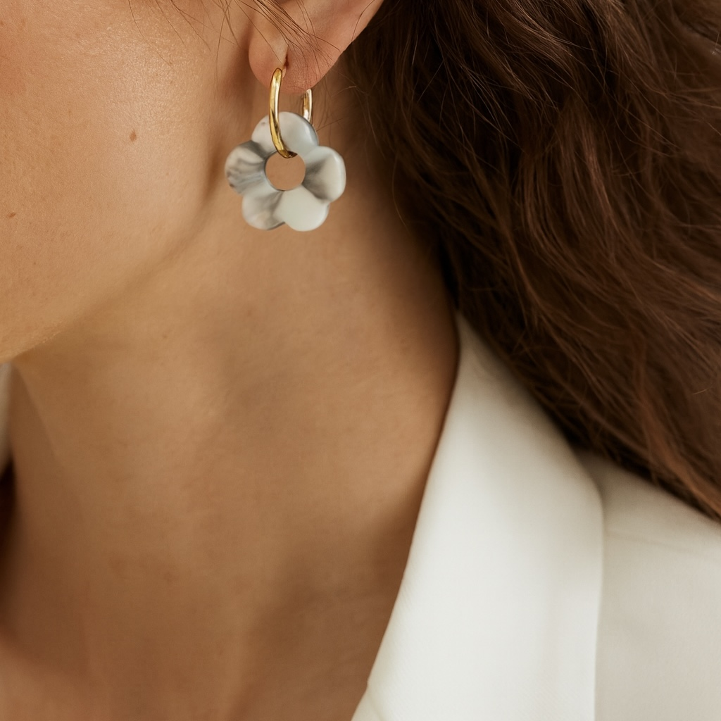 Fleur | Boucles d’oreilles en acier inoxydable