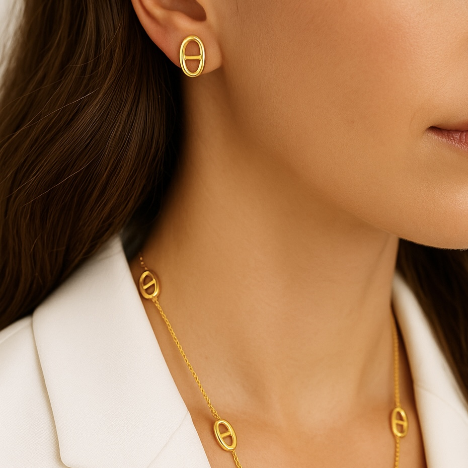 Boucles d’oreilles maille en acier inoxydable 