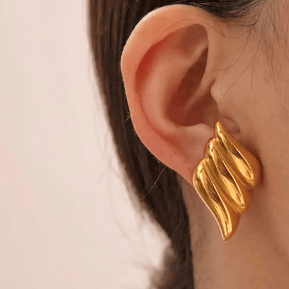 Boucles d’oreilles vagues en acier inoxydable 