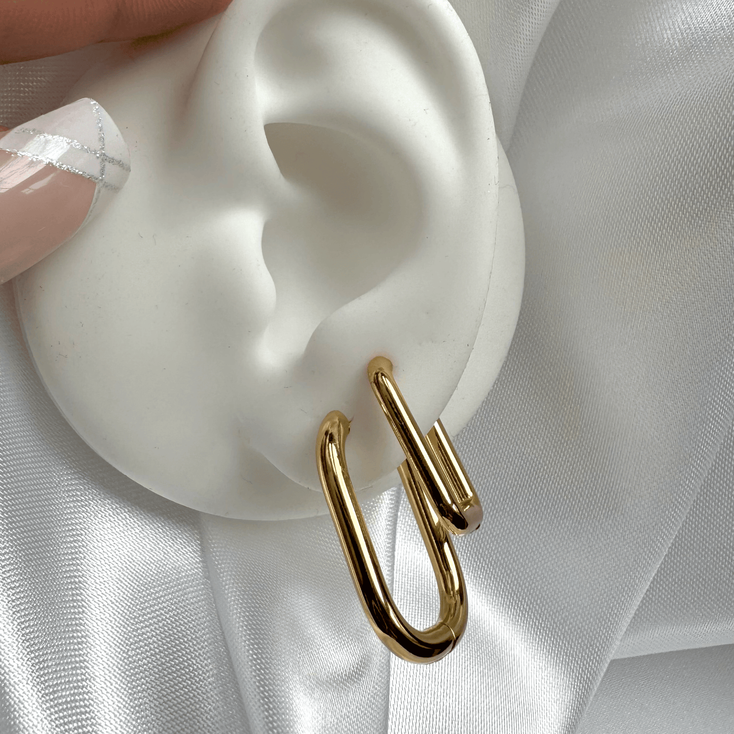 Boucles d’oreilles rectangulaires en acier inoxydable dorées 