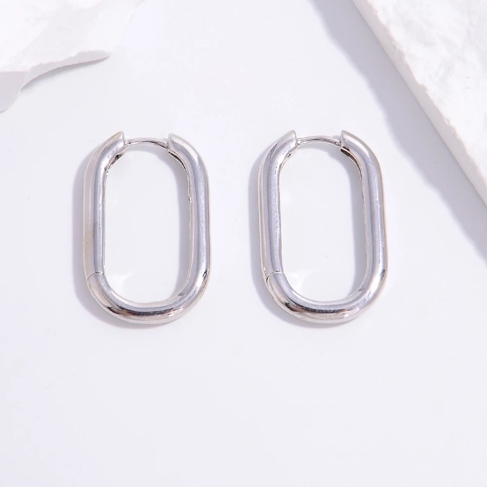 Boucles d’oreilles rectangulaires en acier inoxydable pas cher dorées et argentées