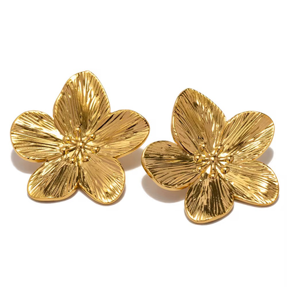 Boucles d’oreilles fleur en acier inoxydable 