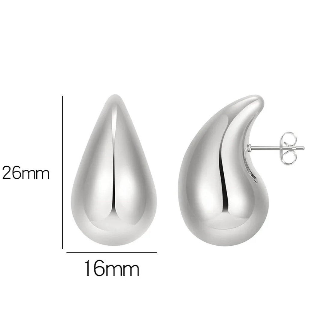 Boucles d’oreilles goute épaisse légère en acier inoxydable argentées taille petite 