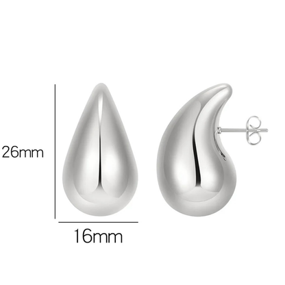 Boucles d’oreilles goute épaisse légère en acier inoxydable argentées taille petite 