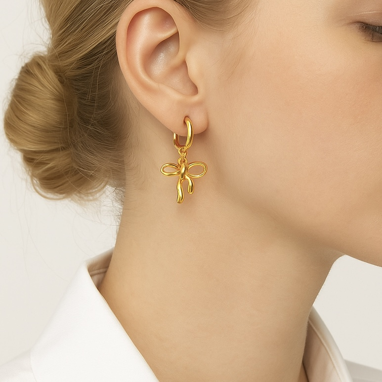 Boucles d’oreilles noeud acier inoxydable 
