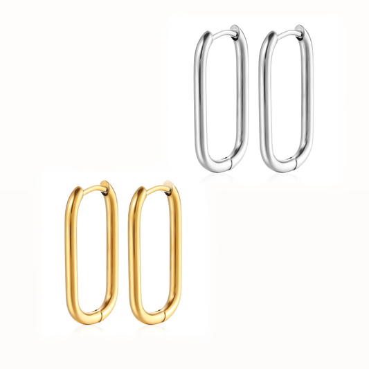 Boucles d’oreilles rectangulaires en acier inoxydable dorées 