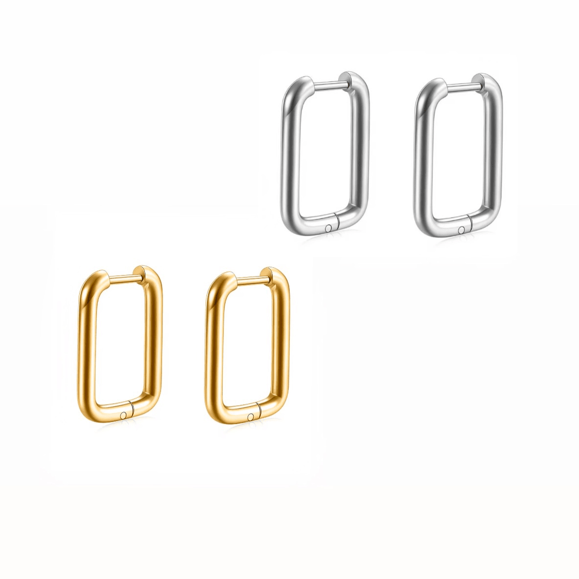 Boucles d’oreilles rectangulaires en acier inoxydable