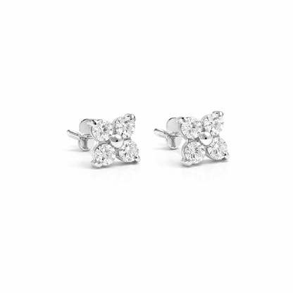 Boucles d’oreilles fleurs en acier inoxydable et zirconium 