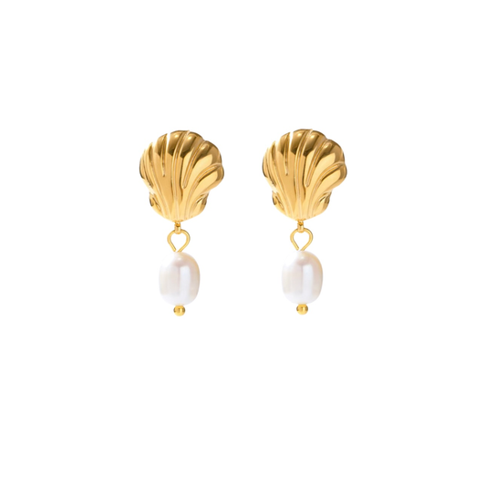 Diane | Boucles d’oreilles en acier inoxydable et perles