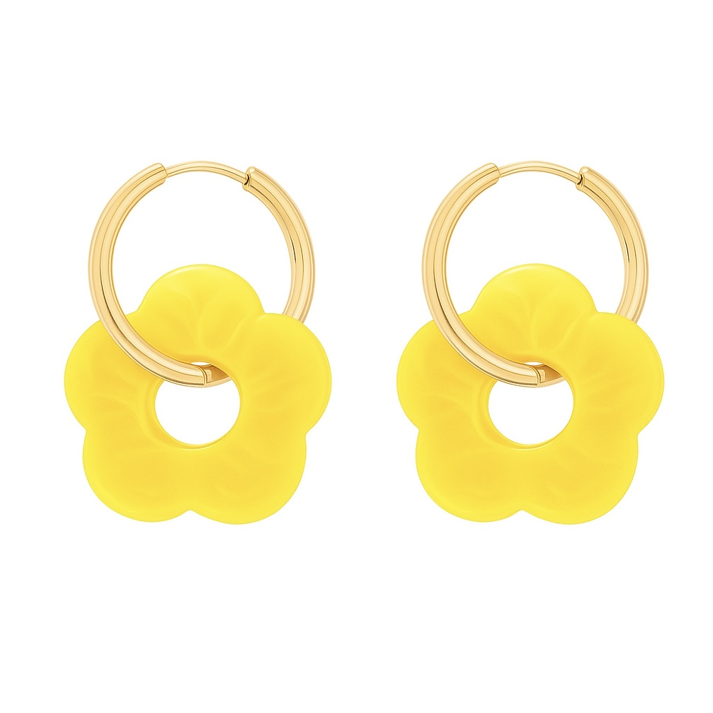 Boucles d’oreilles fleur jaune 