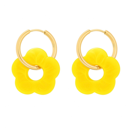 Boucles d’oreilles fleur jaune 