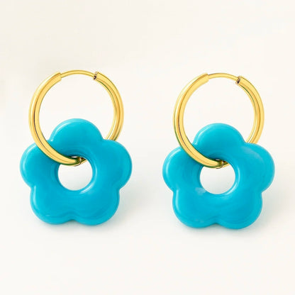 Fleurs | Boucles d’oreilles en acier inoxydable interchangeables