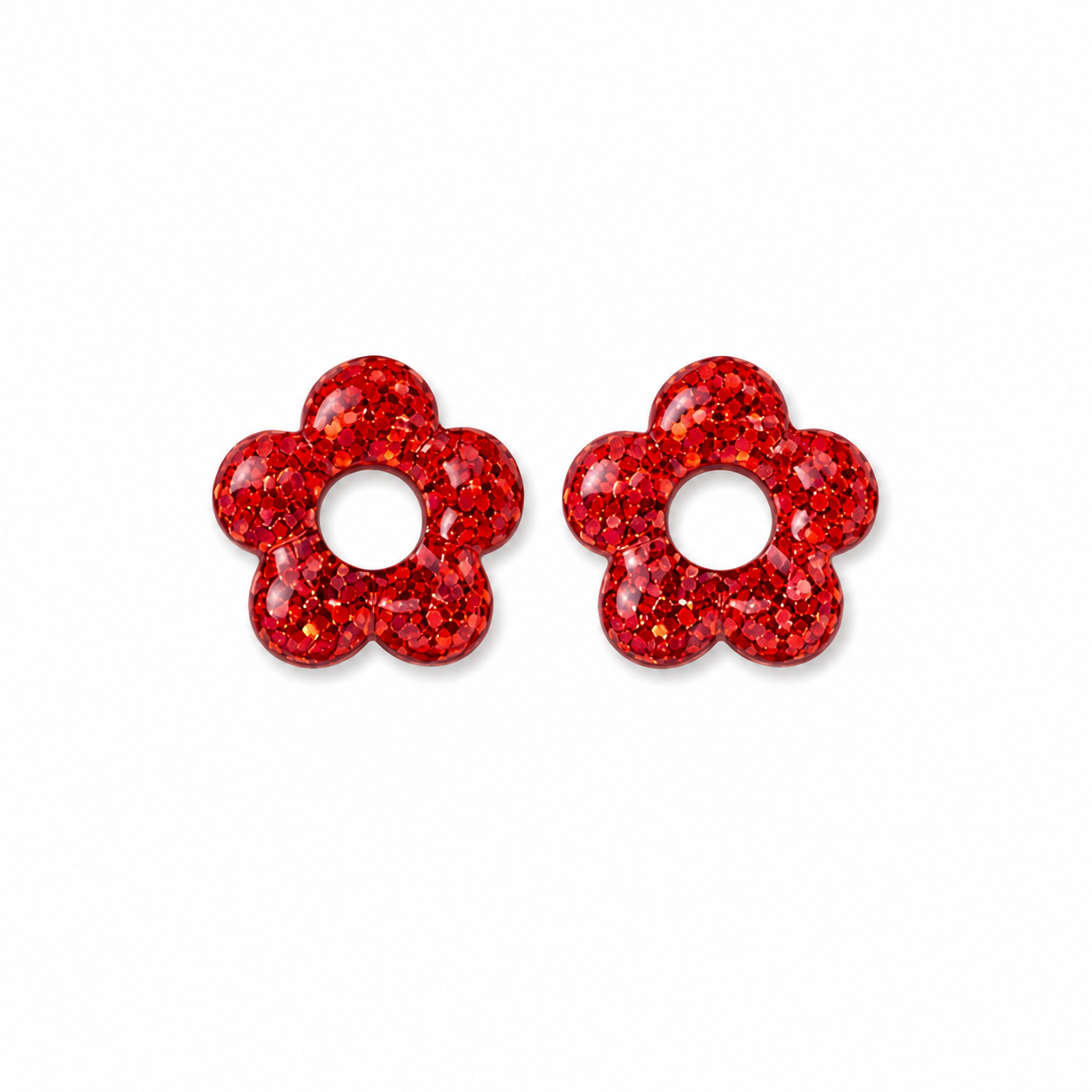Boucles d’oreilles fleurs résine interchangeable en acier inoxydable 