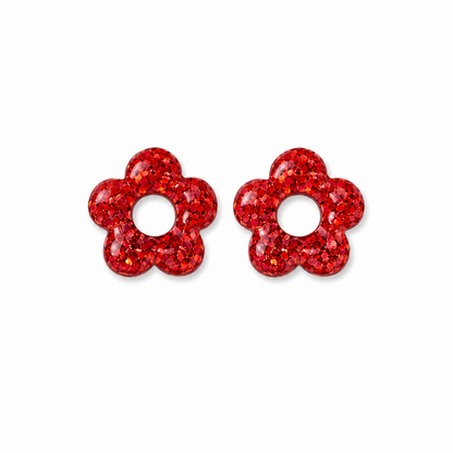 Boucles d’oreilles fleurs résine interchangeable en acier inoxydable 