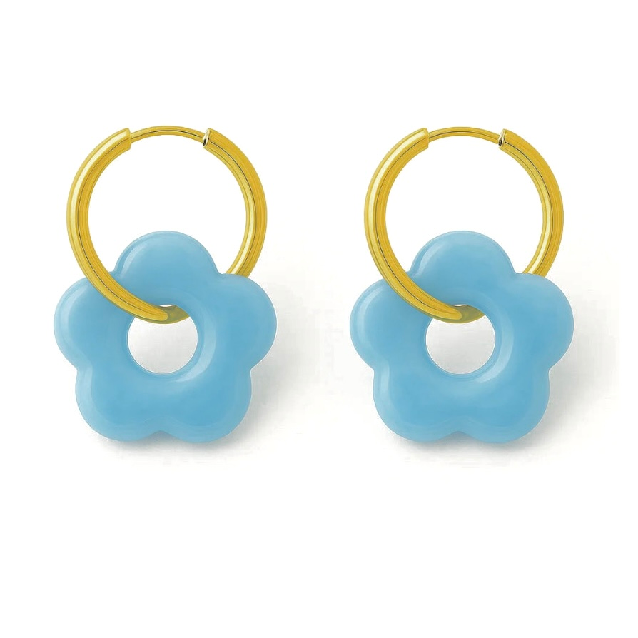 Fleurs | Boucles d’oreilles en acier inoxydable 14 couleurs