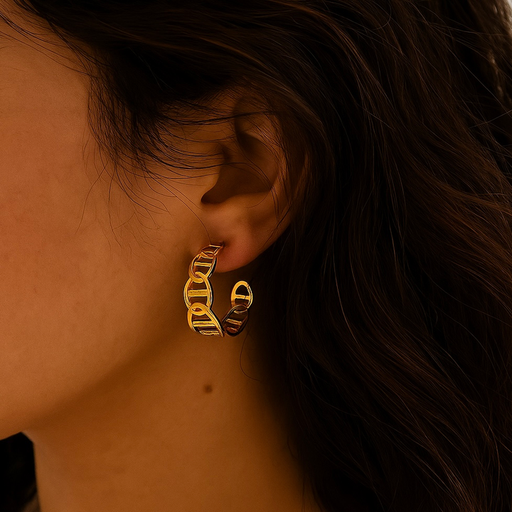 Boucles d'oreilles Angèle M - Acier inoxydable doré