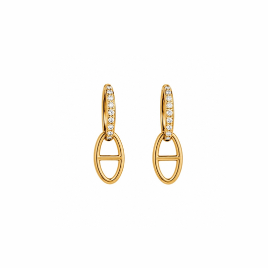 Boucles d’oreilles maille marine et zircon 