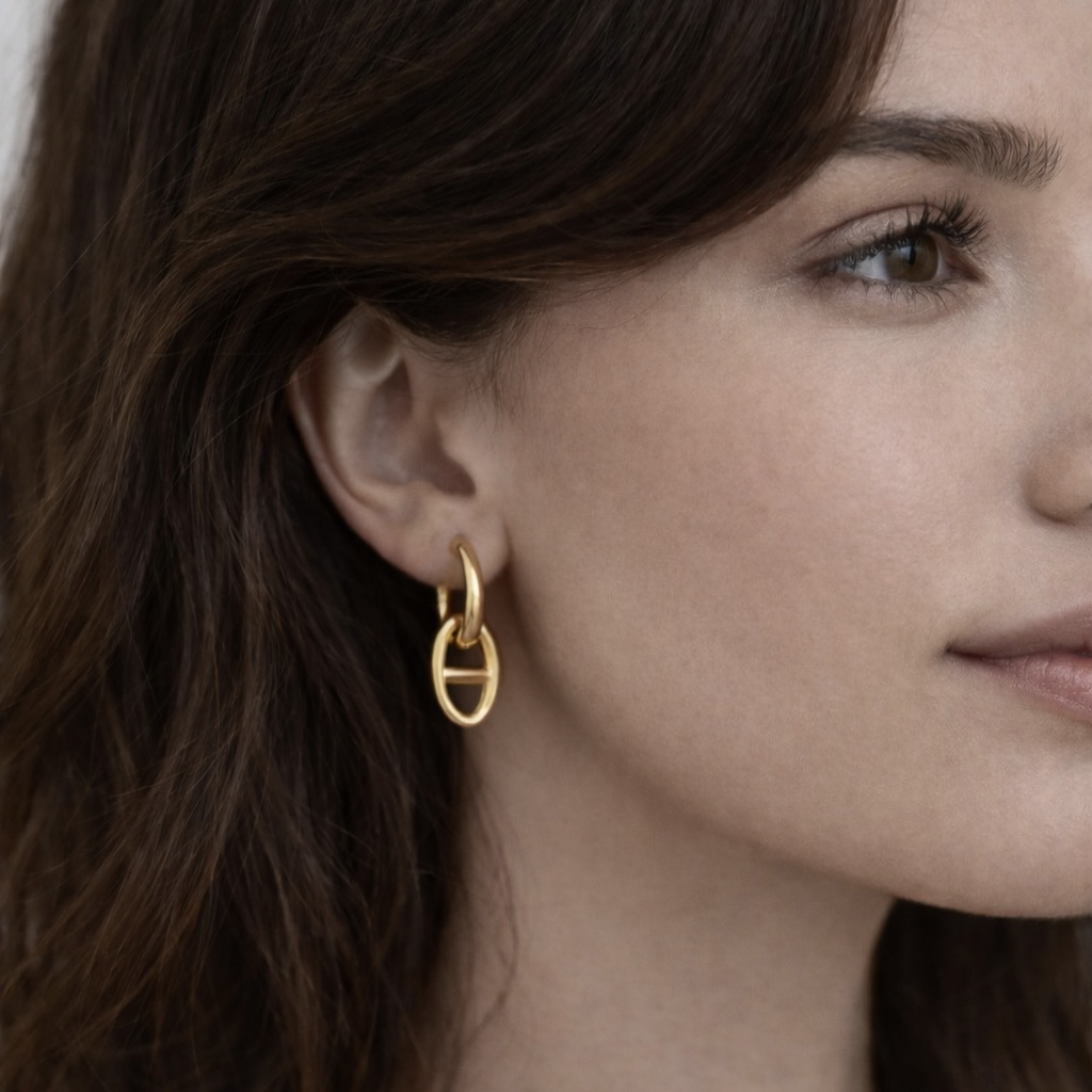Boucles d’oreilles maille marine en acier inoxydable 