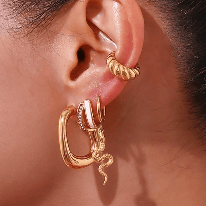 Boucles d’oreilles en acier inoxydable serpent pas cher