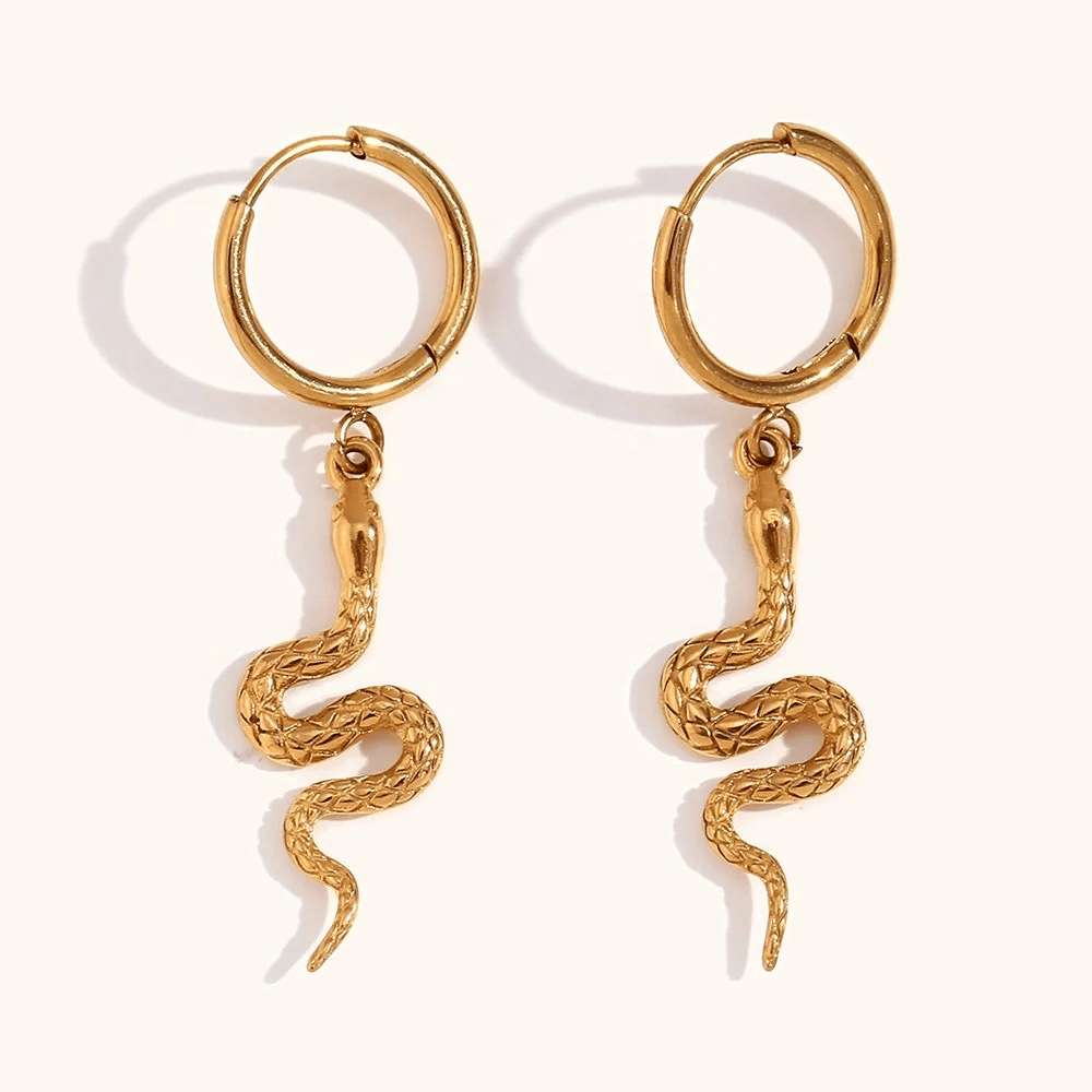 Boucles d’oreilles en acier inoxydable serpent pas cher 