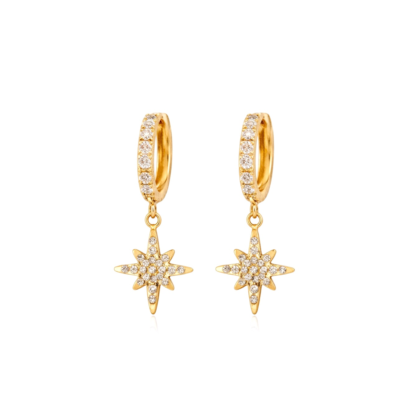 Boucles d’oreilles étoile en acier inoxydable dorées 