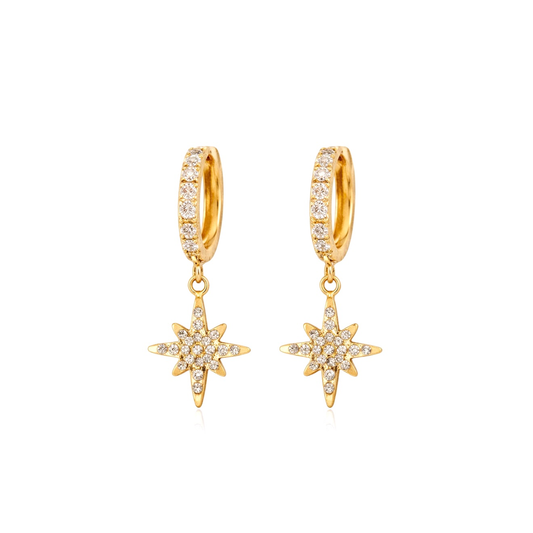 Boucles d’oreilles étoile en acier inoxydable dorées 