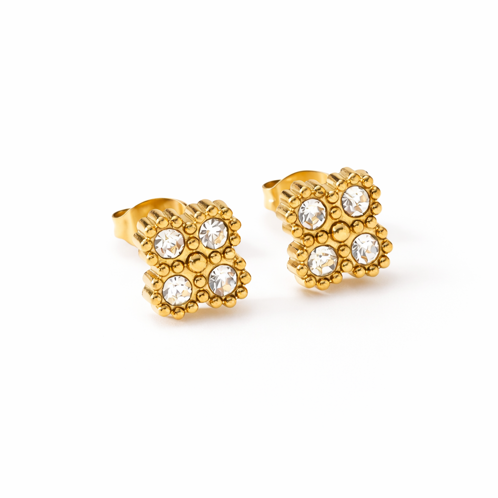 Boucles d’oreilles trèfle en acier inoxydable 