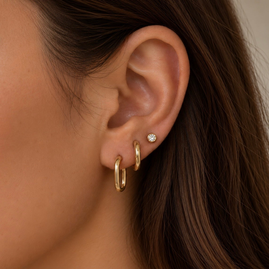 Boucles oreilles acier inoxydable trio 