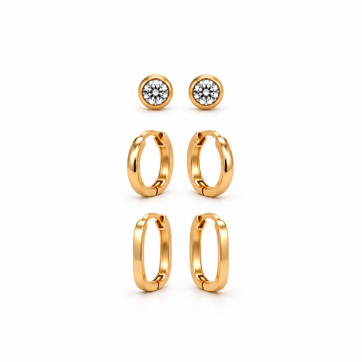Boucles oreilles trio acier 