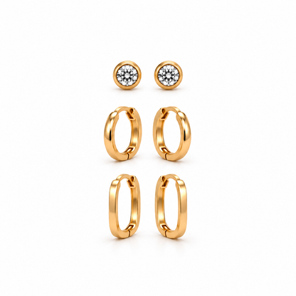 Boucles oreilles trio acier 