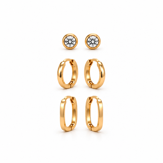 Boucles oreilles trio acier 