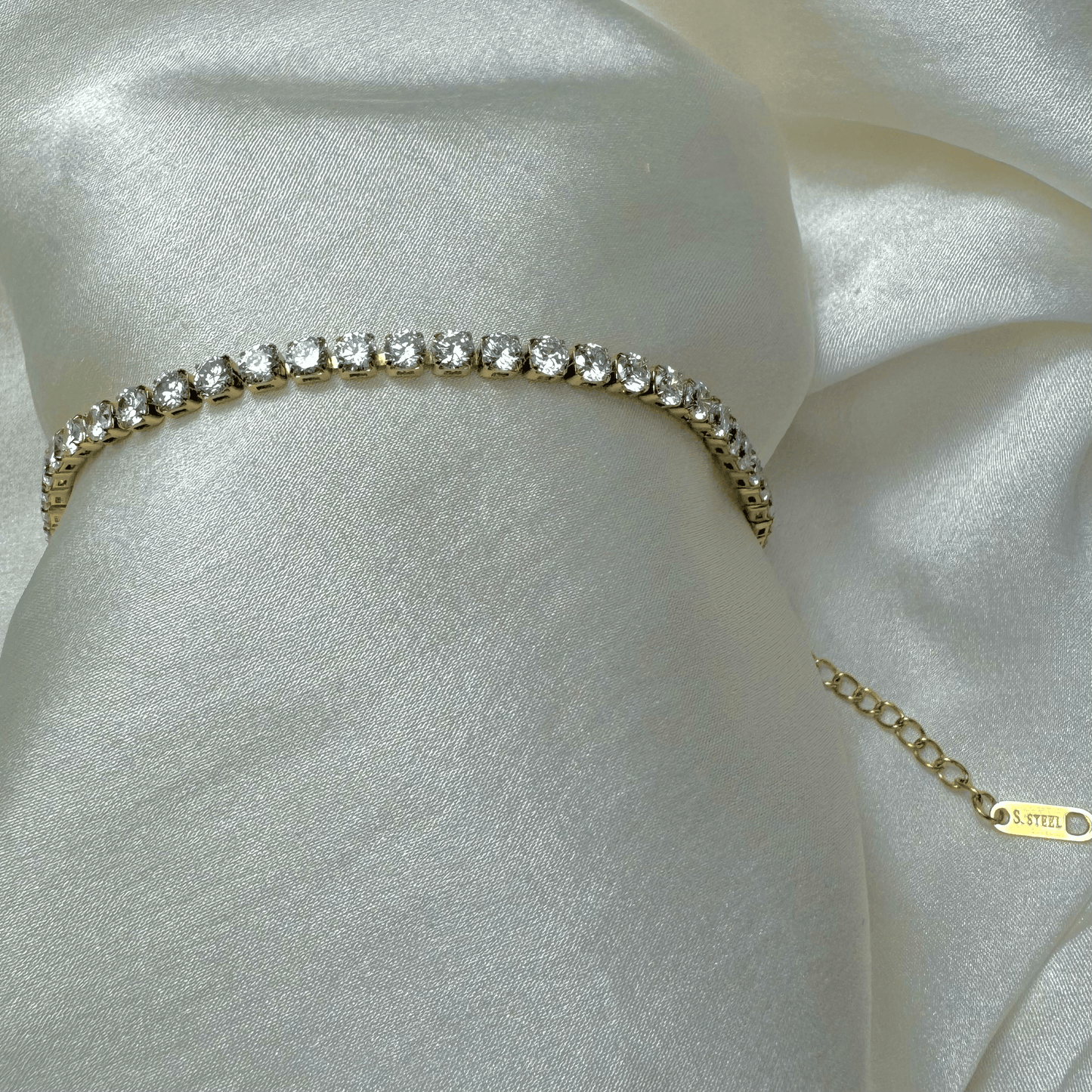 bracelet acier inoxydable diamants en zircon doré