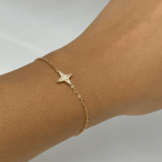 Bracelet étoile polaire en acier inoxydable doré pas cher cadeau femme 