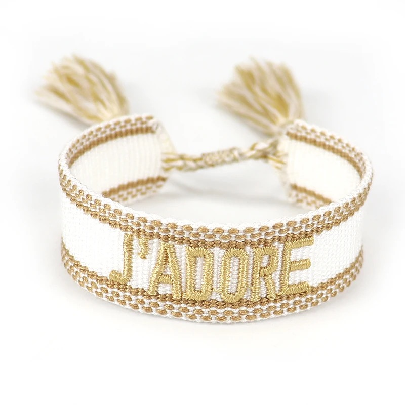 J’adore | Bracelet tressé en coton