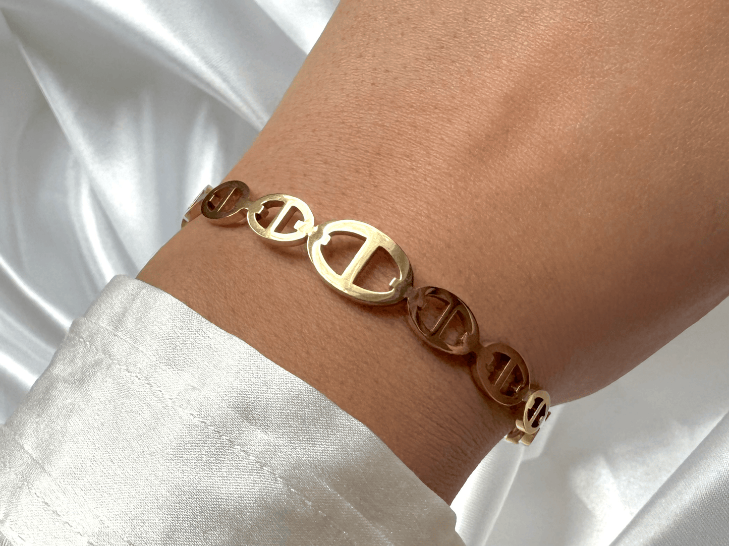 Bracelet jonc cd en acier inoxydable doré 